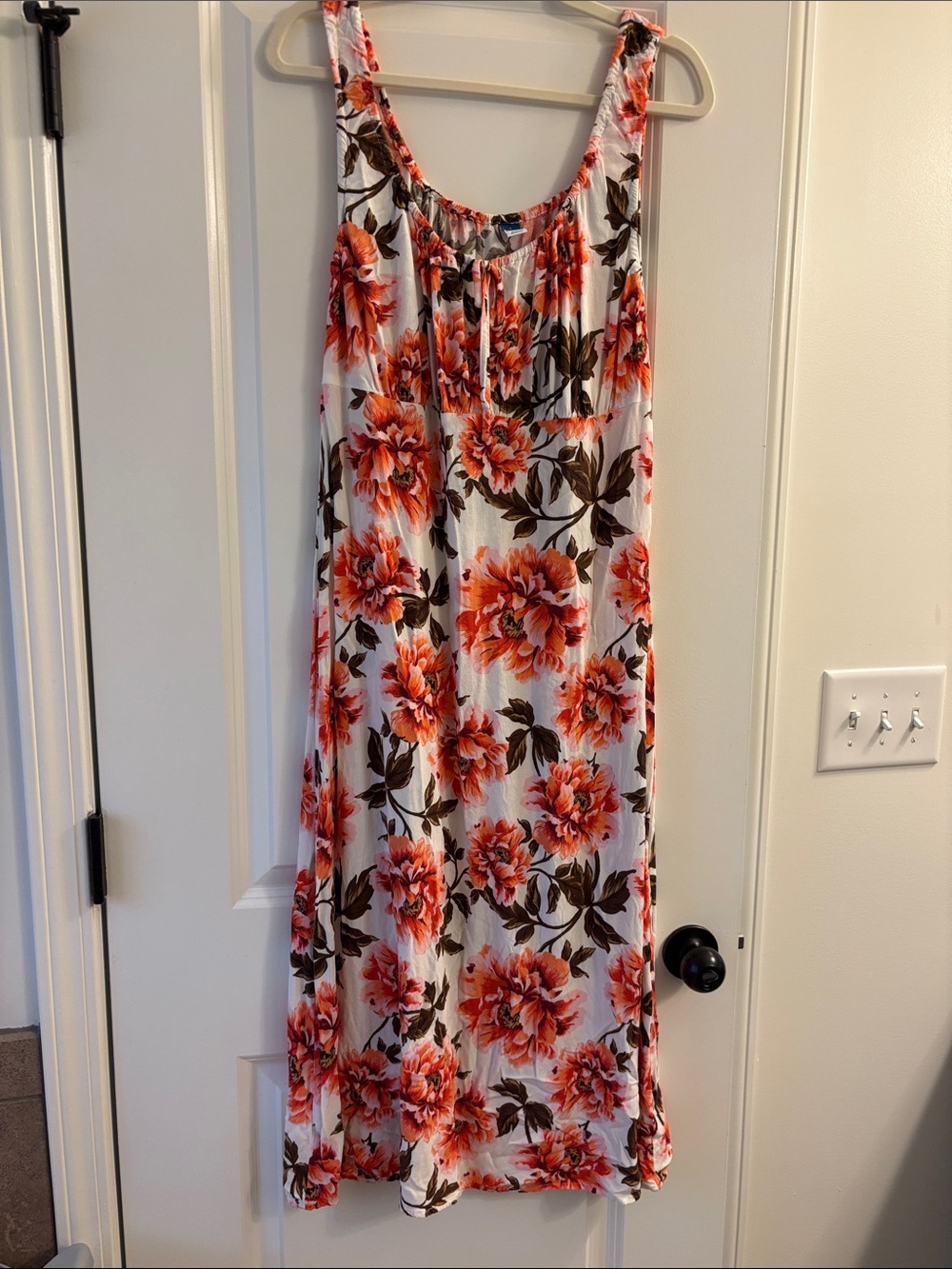 Old Navy White Maxi Dress with Orange Floral Print